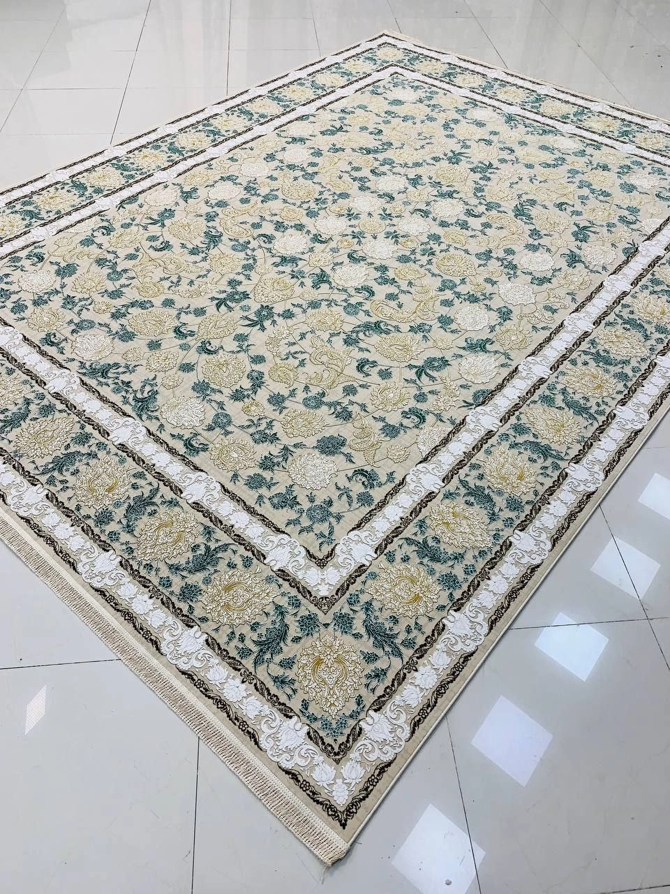 فرش  صادراتی1200شانه کاشان تراکم  گل برجسته 10رنگ3600صددرصد اکرولیک  عقیق mg
