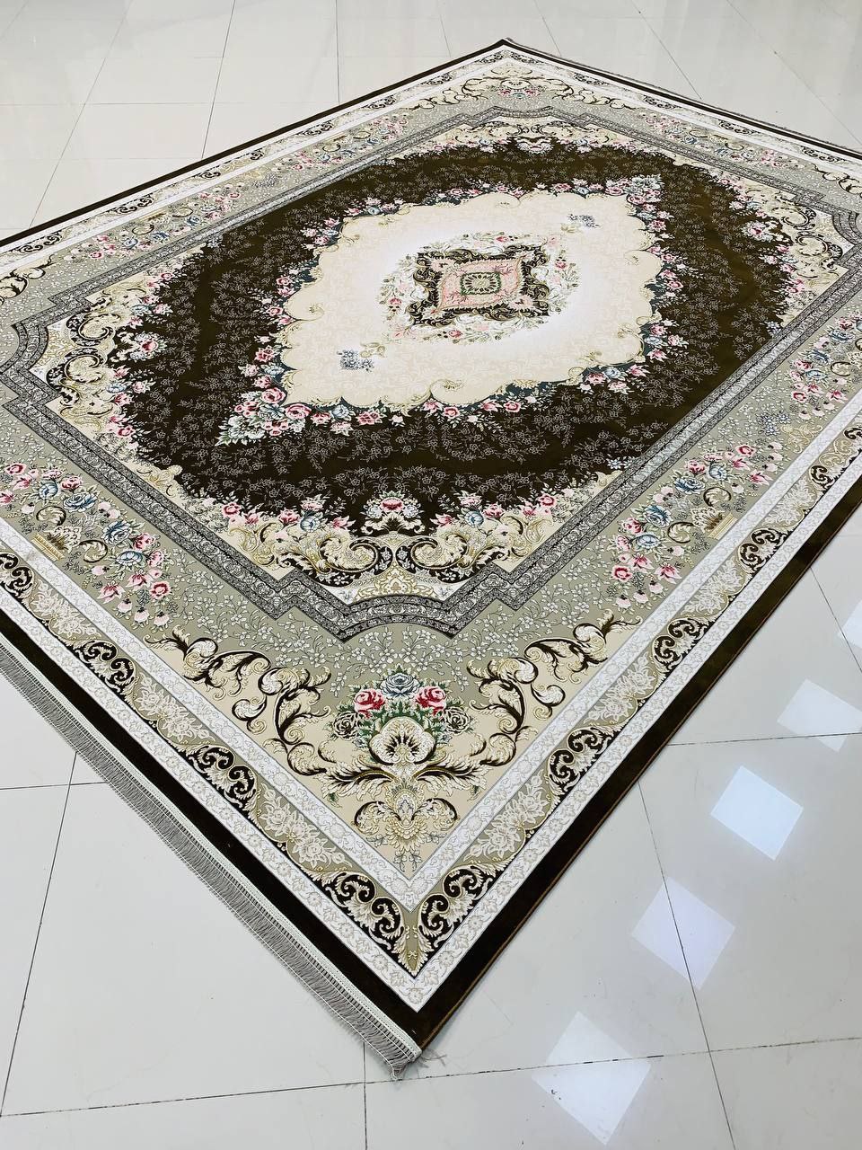 فرش  صادراتی1200شانه کاشان تراکم  گل برجسته 10رنگ3600صددرصد اکرولیک  عقیق mg