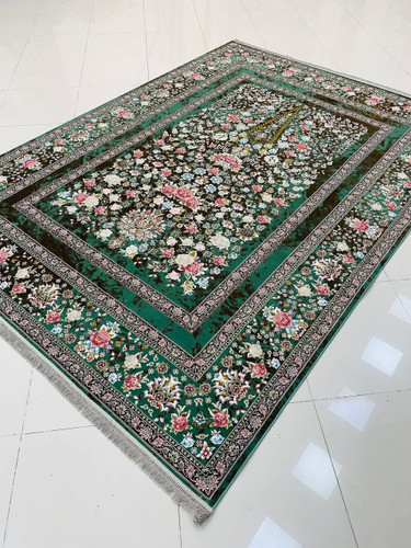 فرش صادراتی1200شانه کاشان تراکم گل برجسته 10رنگ3600صددرصد اکرولیک عقیق mg
